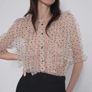 ZARA DOTTED SHEER BLOUSE